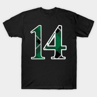 14 Sports Jersey Number Green Black Flannel T-Shirt